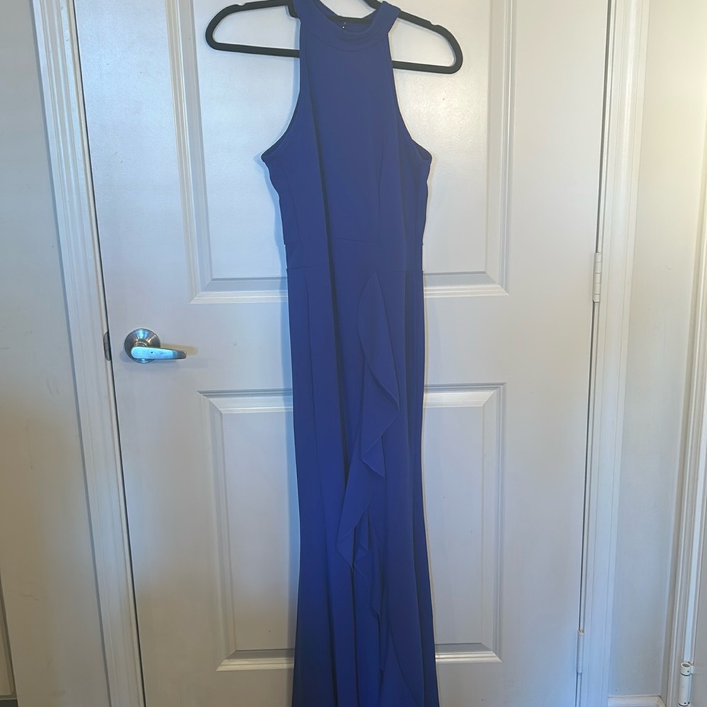 High Neck Cocktail Dress with Slit